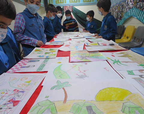 برپایی نمایشگاه آثار جشنواره کودک و محرم در آموزشگاه